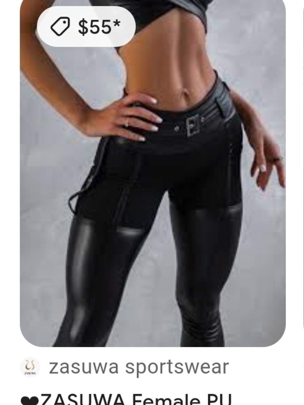 Black Faux Leather High-Waist Moto Leggings - Picture 6 of 6